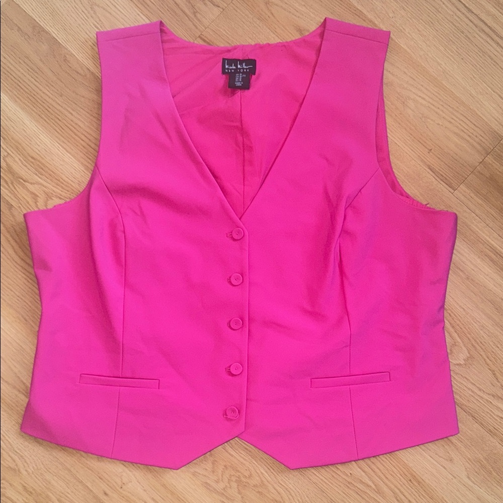 Nicole Miller Hot Pink Button-Up Vest Size XL